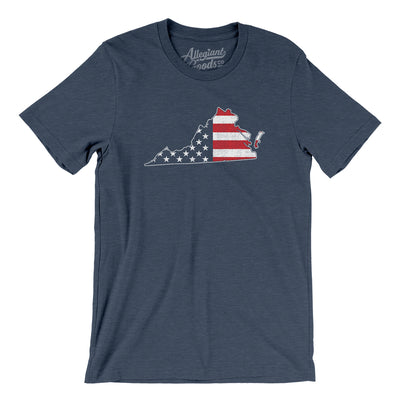 Virginia American Flag Men/Unisex T-Shirt-Heather Navy-Allegiant Goods Co. Vintage Sports Apparel