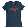 North Carolina American Flag Women's T-Shirt-Navy-Allegiant Goods Co. Vintage Sports Apparel