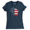 Wisconsin American Flag Women's T-Shirt-Navy-Allegiant Goods Co. Vintage Sports Apparel