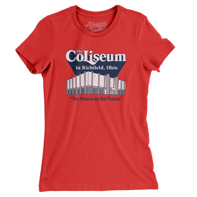 Richfield Ohio Coliseum Women's T-Shirt-Red-Allegiant Goods Co. Vintage Sports Apparel