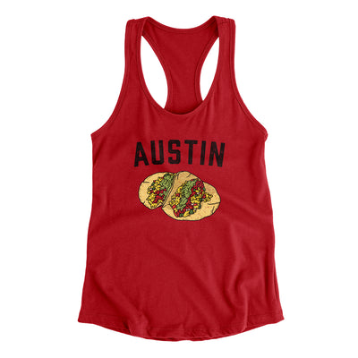 Austin Tacos Women's Racerback Tank-Red-Allegiant Goods Co. Vintage Sports Apparel