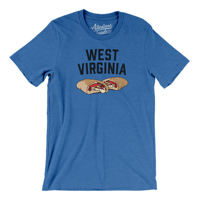 West Virginia Pepperoni Roll Men/Unisex T-Shirt-Heather True Royal-Allegiant Goods Co. Vintage Sports Apparel