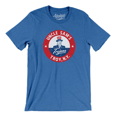 Troy Uncle Sam's Trojans Hockey Men/Unisex T-Shirt-Heather True Royal-Allegiant Goods Co. Vintage Sports Apparel