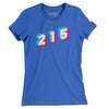 Philadelphia 215 Area Code Women's T-Shirt-True Royal-Allegiant Goods Co. Vintage Sports Apparel
