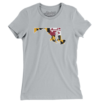 Maryland State Flag Women's T-Shirt-Silver-Allegiant Goods Co. Vintage Sports Apparel