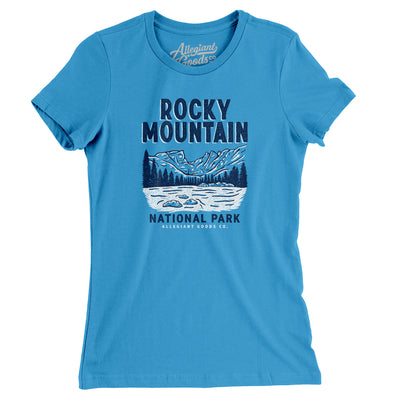 Rocky Mountains National Park Women's T-Shirt-Heather Columbia Blue-Allegiant Goods Co. Vintage Sports Apparel