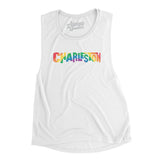 Charleston South Carolina Pride Women's Flowey Scoopneck Muscle Tank-White-Allegiant Goods Co. Vintage Sports Apparel