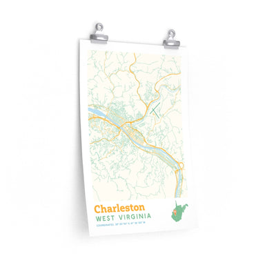 Charleston West Virginia City Street Map Poster-12″ × 18″-Allegiant Goods Co. Vintage Sports Apparel