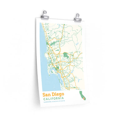 San Diego California City Street Map Poster-12″ × 18″-Allegiant Goods Co. Vintage Sports Apparel