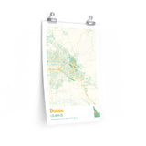 Boise Idaho City Street Map Poster-12″ × 18″-Allegiant Goods Co. Vintage Sports Apparel