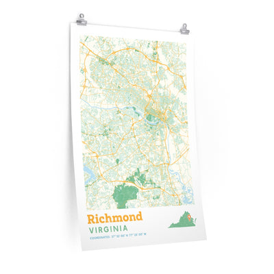 Richmond Virginia City Street Map Poster-24″ × 36″-Allegiant Goods Co. Vintage Sports Apparel