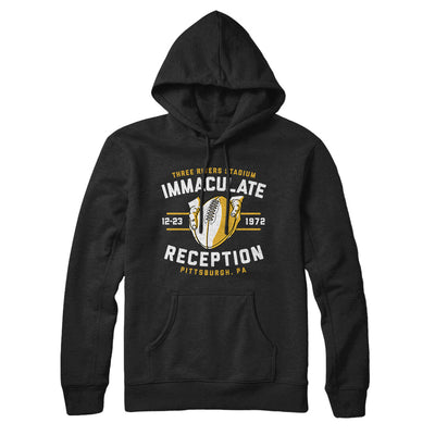 Immaculate Reception Hoodie-Black-Allegiant Goods Co. Vintage Sports Apparel