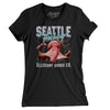 Seattle Hockey Throwback Mascot Women's T-Shirt-Black-Allegiant Goods Co. Vintage Sports Apparel