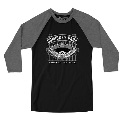 Comiskey Park Men/Unisex Raglan 3/4 Sleeve T-Shirt-Black|Deep Heather-Allegiant Goods Co. Vintage Sports Apparel
