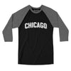Chicago Varsity Men/Unisex Raglan 3/4 Sleeve T-Shirt-Black|Deep Heather-Allegiant Goods Co. Vintage Sports Apparel