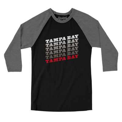 Tampa Bay Vintage Repeat Men/Unisex Raglan 3/4 Sleeve T-Shirt-Black|Deep Heather-Allegiant Goods Co. Vintage Sports Apparel