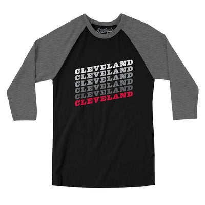 Cleveland Vintage Repeat Men/Unisex Raglan 3/4 Sleeve T-Shirt-Black|Deep Heather-Allegiant Goods Co. Vintage Sports Apparel