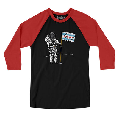 Chicago Flag Moonman Men/Unisex Raglan 3/4 Sleeve T-Shirt-Black|Red-Allegiant Goods Co. Vintage Sports Apparel