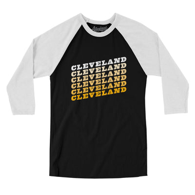 Cleveland Vintage Repeat Men/Unisex Raglan 3/4 Sleeve T-Shirt-Black|White-Allegiant Goods Co. Vintage Sports Apparel