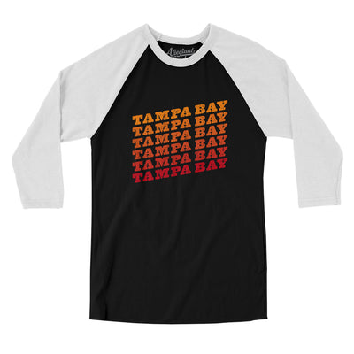 Tampa Bay Vintage Repeat Men/Unisex Raglan 3/4 Sleeve T-Shirt-Black|White-Allegiant Goods Co. Vintage Sports Apparel