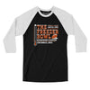 The Freezer Bowl Men/Unisex Raglan 3/4 Sleeve T-Shirt-Black|White-Allegiant Goods Co. Vintage Sports Apparel