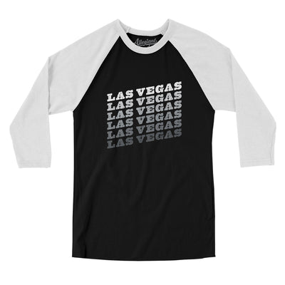 Las Vegas Vintage Repeat Men/Unisex Raglan 3/4 Sleeve T-Shirt-Black|White-Allegiant Goods Co. Vintage Sports Apparel