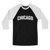 Chicago Varsity Men/Unisex Raglan 3/4 Sleeve T-Shirt-Black|White-Allegiant Goods Co. Vintage Sports Apparel