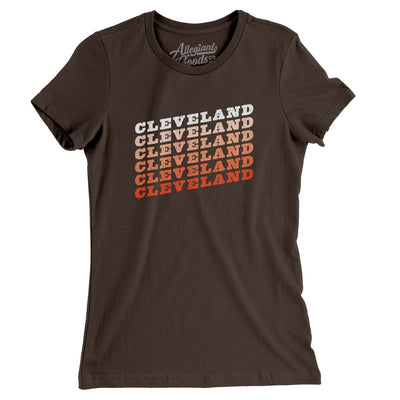 Cleveland Vintage Repeat Women's T-Shirt-Brown-Allegiant Goods Co. Vintage Sports Apparel