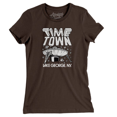 Lake George Time Town Women's T-Shirt-Brown-Allegiant Goods Co. Vintage Sports Apparel