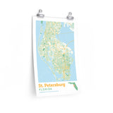 St. Petersburg Florida City Street Map Poster-12″ × 18″-Allegiant Goods Co. Vintage Sports Apparel