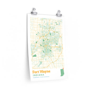 Fort Wayne Indiana City Street Map Poster-12″ × 18″-Allegiant Goods Co. Vintage Sports Apparel