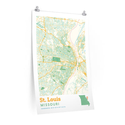St. Louis Missouri City Street Map Poster-24″ × 36″-Allegiant Goods Co. Vintage Sports Apparel