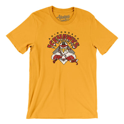 Adirondack Icehawks Men/Unisex T-Shirt-Gold-Allegiant Goods Co. Vintage Sports Apparel