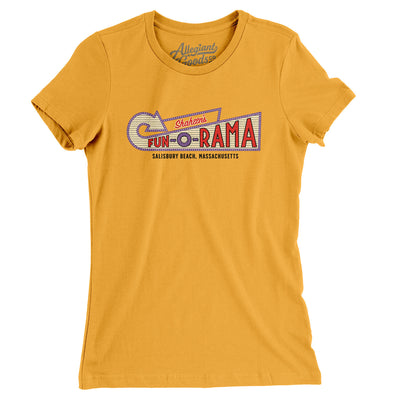 Shaheen's Fun-O-Rama Amusement Park Women's T-Shirt-Gold-Allegiant Goods Co. Vintage Sports Apparel