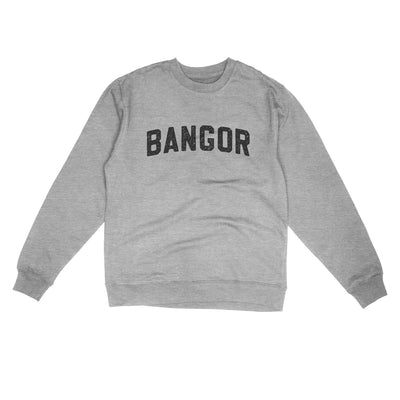 Bangor Maine Varsity Midweight Crewneck Sweatshirt-Grey Heather-Allegiant Goods Co. Vintage Sports Apparel