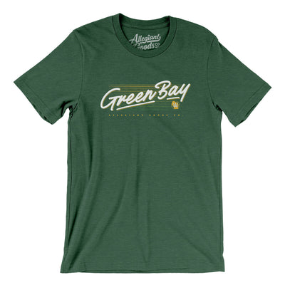 Green Bay Retro Men/Unisex T-Shirt-Heather Forest-Allegiant Goods Co. Vintage Sports Apparel