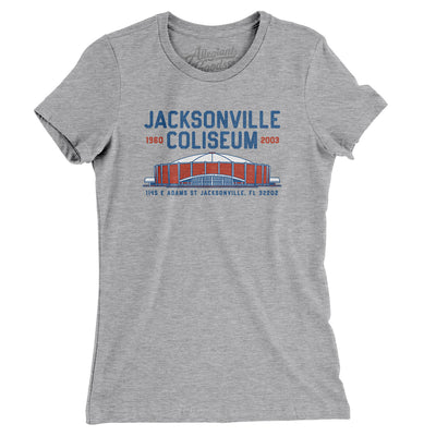 Jacksonville Coliseum Women's T-Shirt-Heather Grey-Allegiant Goods Co. Vintage Sports Apparel