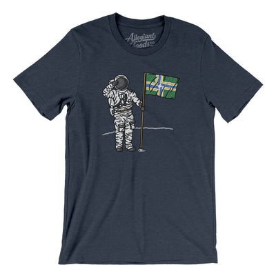 Portland Flag Moonman Men/Unisex T-Shirt-Heather Midnight Navy-Allegiant Goods Co. Vintage Sports Apparel