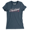 Cleveland Retro Women's T-Shirt-Heather Navy-Allegiant Goods Co. Vintage Sports Apparel