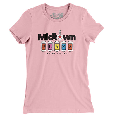 Rochester Midtown Plaza Women's T-Shirt-Light Pink-Allegiant Goods Co. Vintage Sports Apparel