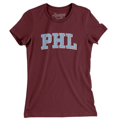 Phl Varsity Women's T-Shirt-Maroon-Allegiant Goods Co. Vintage Sports Apparel