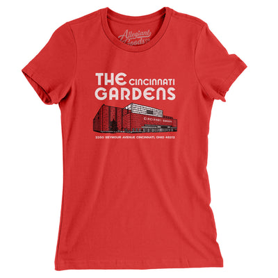 Cincinnati Gardens Arena Women's T-Shirt-Red-Allegiant Goods Co. Vintage Sports Apparel