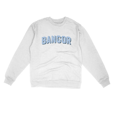 Bangor Maine Varsity Midweight Crewneck Sweatshirt-White-Allegiant Goods Co. Vintage Sports Apparel