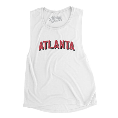 Atlanta Varsity Women's Flowey Scoopneck Muscle Tank-White-Allegiant Goods Co. Vintage Sports Apparel