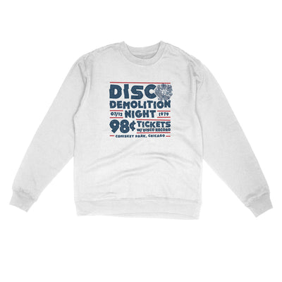 Disco Demolition Night Midweight Crewneck Sweatshirt-White-Allegiant Goods Co. Vintage Sports Apparel