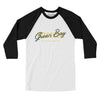 Green Bay Overprint Men/Unisex Raglan 3/4 Sleeve T-Shirt-White|Black-Allegiant Goods Co. Vintage Sports Apparel