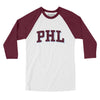 Phl Varsity Men/Unisex Raglan 3/4 Sleeve T-Shirt-White|Maroon-Allegiant Goods Co. Vintage Sports Apparel
