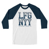 Lfg Nyy Men/Unisex Raglan 3/4 Sleeve T-Shirt-White|Navy-Allegiant Goods Co. Vintage Sports Apparel