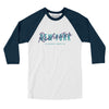 Rochester Overprint Men/Unisex Raglan 3/4 Sleeve T-Shirt-White|Navy-Allegiant Goods Co. Vintage Sports Apparel