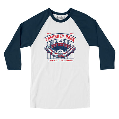 Comiskey Park Men/Unisex Raglan 3/4 Sleeve T-Shirt-White|Navy-Allegiant Goods Co. Vintage Sports Apparel